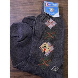Vintage MCM Mens 50s Pair Cotton Socks NOS Rockabilly Sz 13 Crestfield Gray wTag